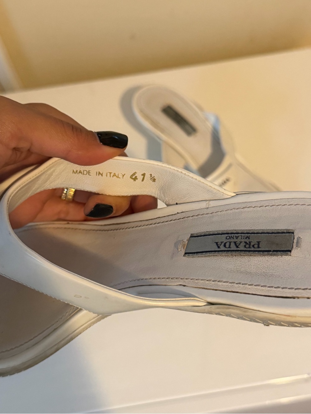 Prada White Thong Sandal Heels - Women's Designer Flip Mules - Picture 2 of 6